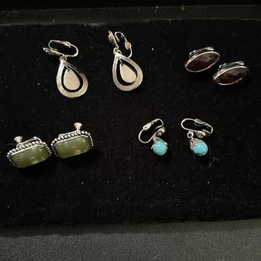 4 Pairs of Silvertone Clip On Earrings - image 1