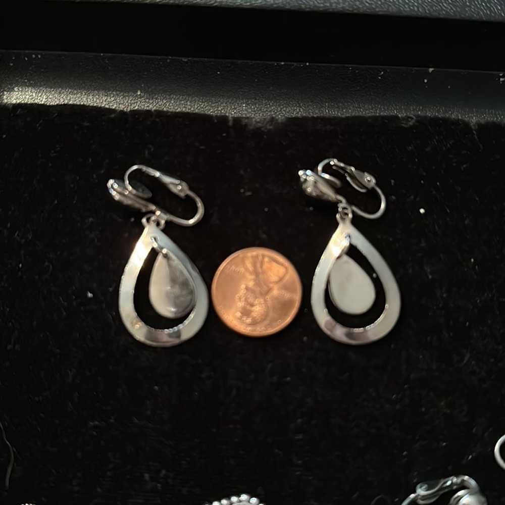 4 Pairs of Silvertone Clip On Earrings - image 2