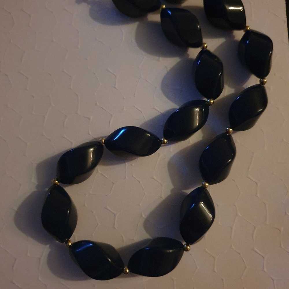 Napier vintage choker navy blue beaded necklace - image 1