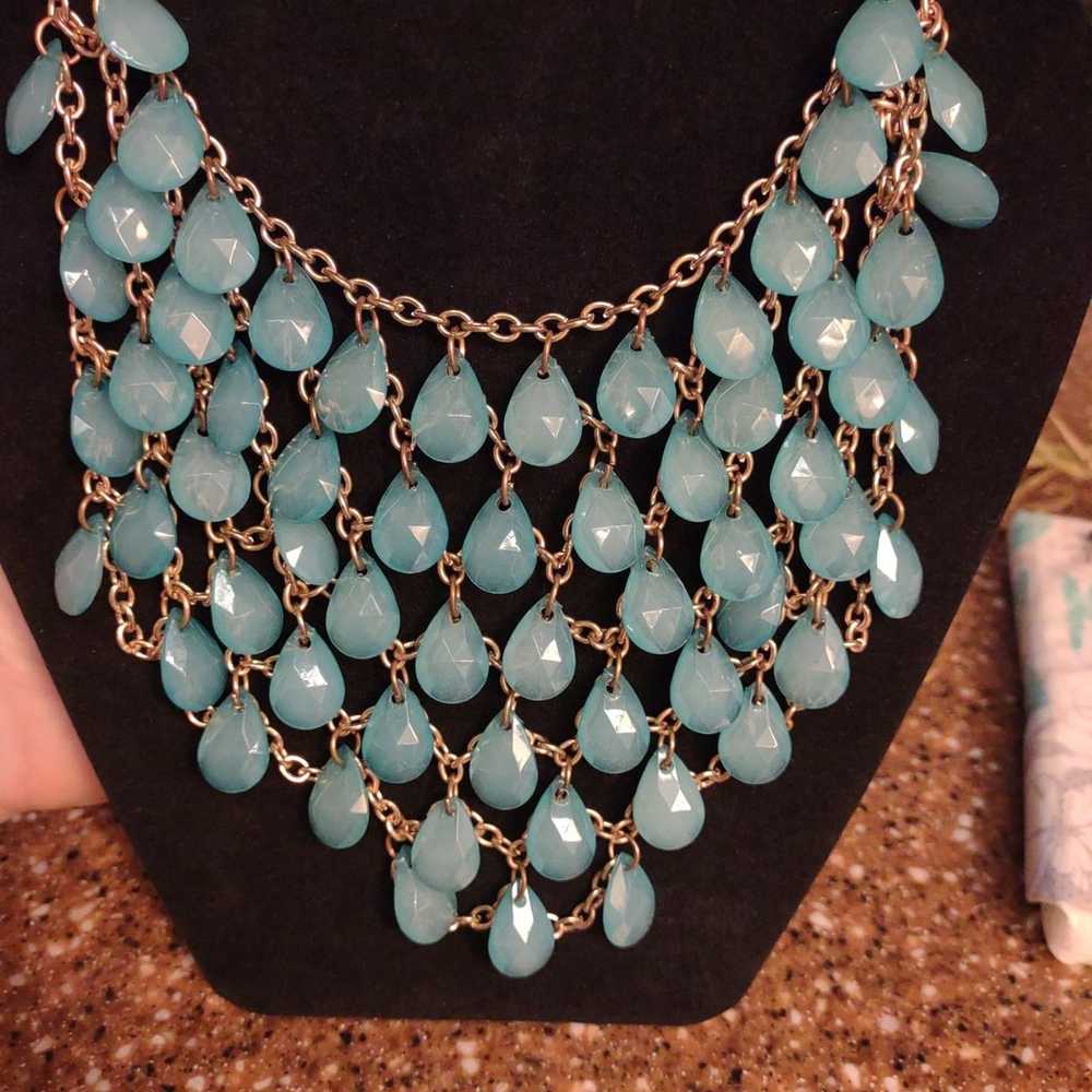 Vintage Blue Stone Necklace - image 1