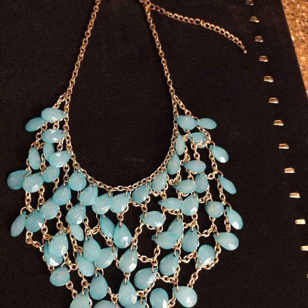 Vintage Blue Stone Necklace - image 2