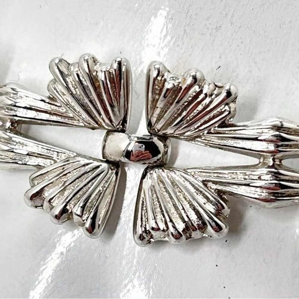 Trifari Crown, Vintage Silver Floral Bracelet - image 3