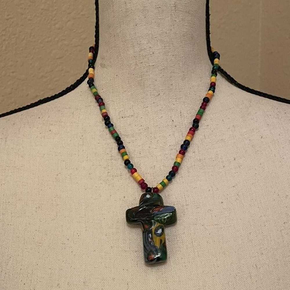 Handmade Glass Bead Beaded - Costume Necklace Mul… - image 1