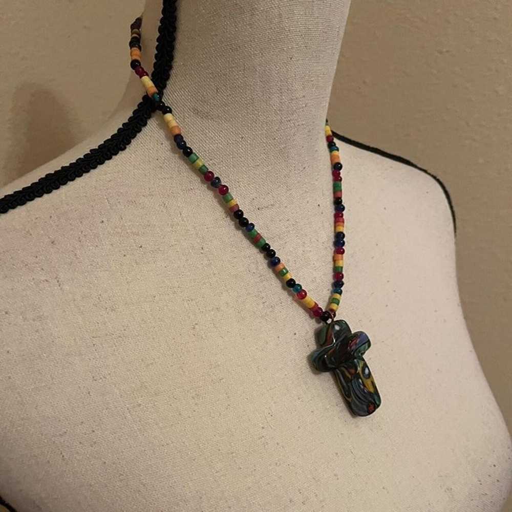 Handmade Glass Bead Beaded - Costume Necklace Mul… - image 3