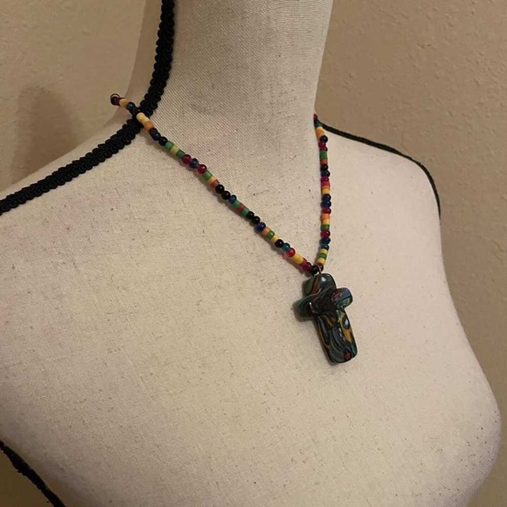 Handmade Glass Bead Beaded - Costume Necklace Mul… - image 6