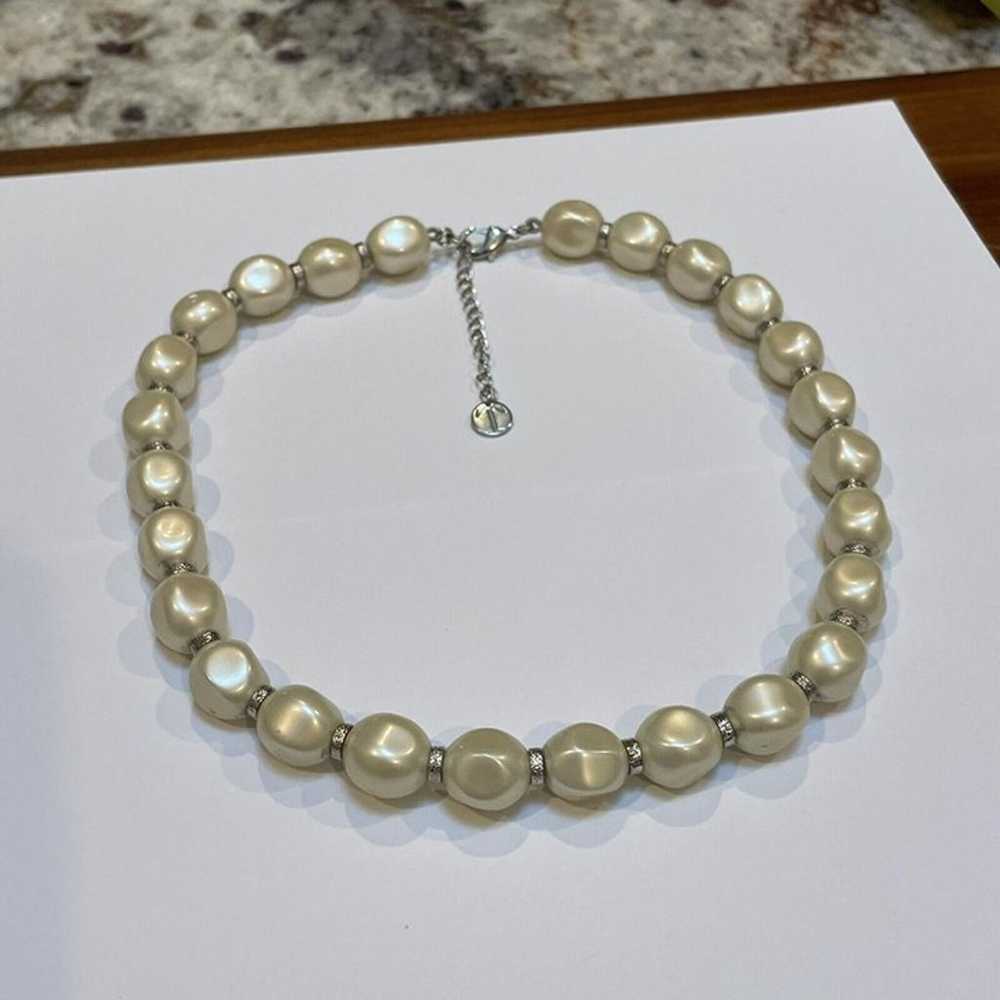 Beautiful Signed Talbots Silver Tone / Faux Pearl… - image 1