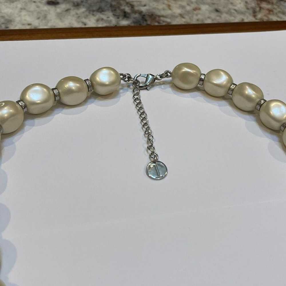 Beautiful Signed Talbots Silver Tone / Faux Pearl… - image 2