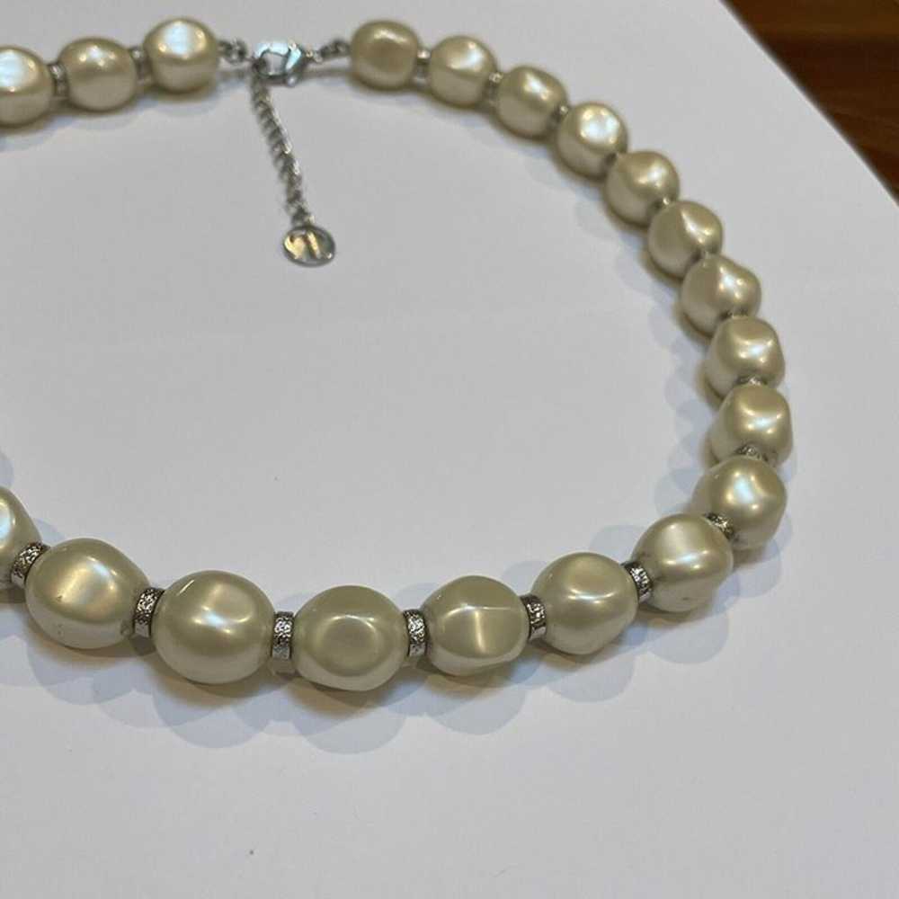 Beautiful Signed Talbots Silver Tone / Faux Pearl… - image 7