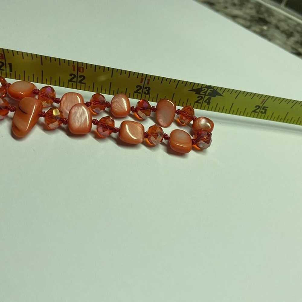 Women’s Costume Necklace Red Shell / Glass Beads … - image 11