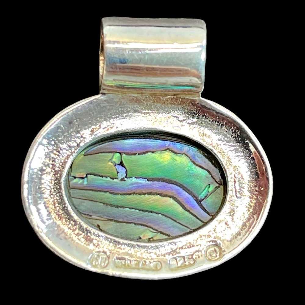 Sterling Silver .925 Vintage Inlaid Abalone Oxidi… - image 2