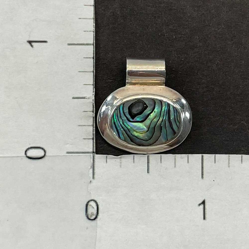 Sterling Silver .925 Vintage Inlaid Abalone Oxidi… - image 3