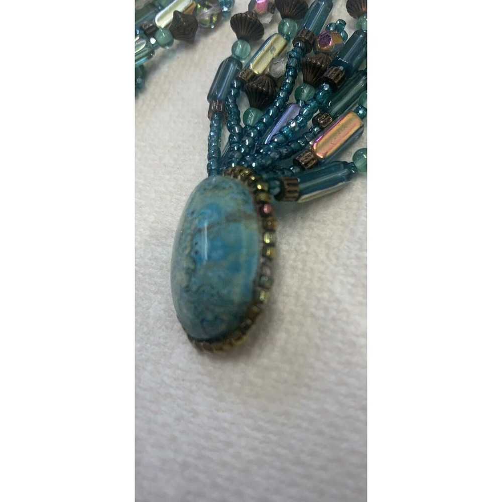 Vintage Costume Turquoise And Beaded Dangly Clip … - image 6