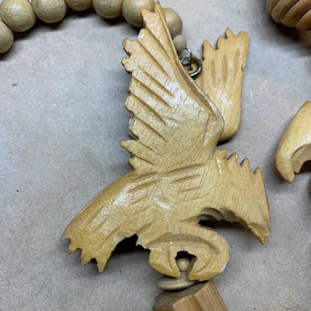 Free bird carved wooden eagle vintage necklace - image 3