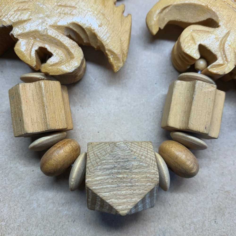 Free bird carved wooden eagle vintage necklace - image 5