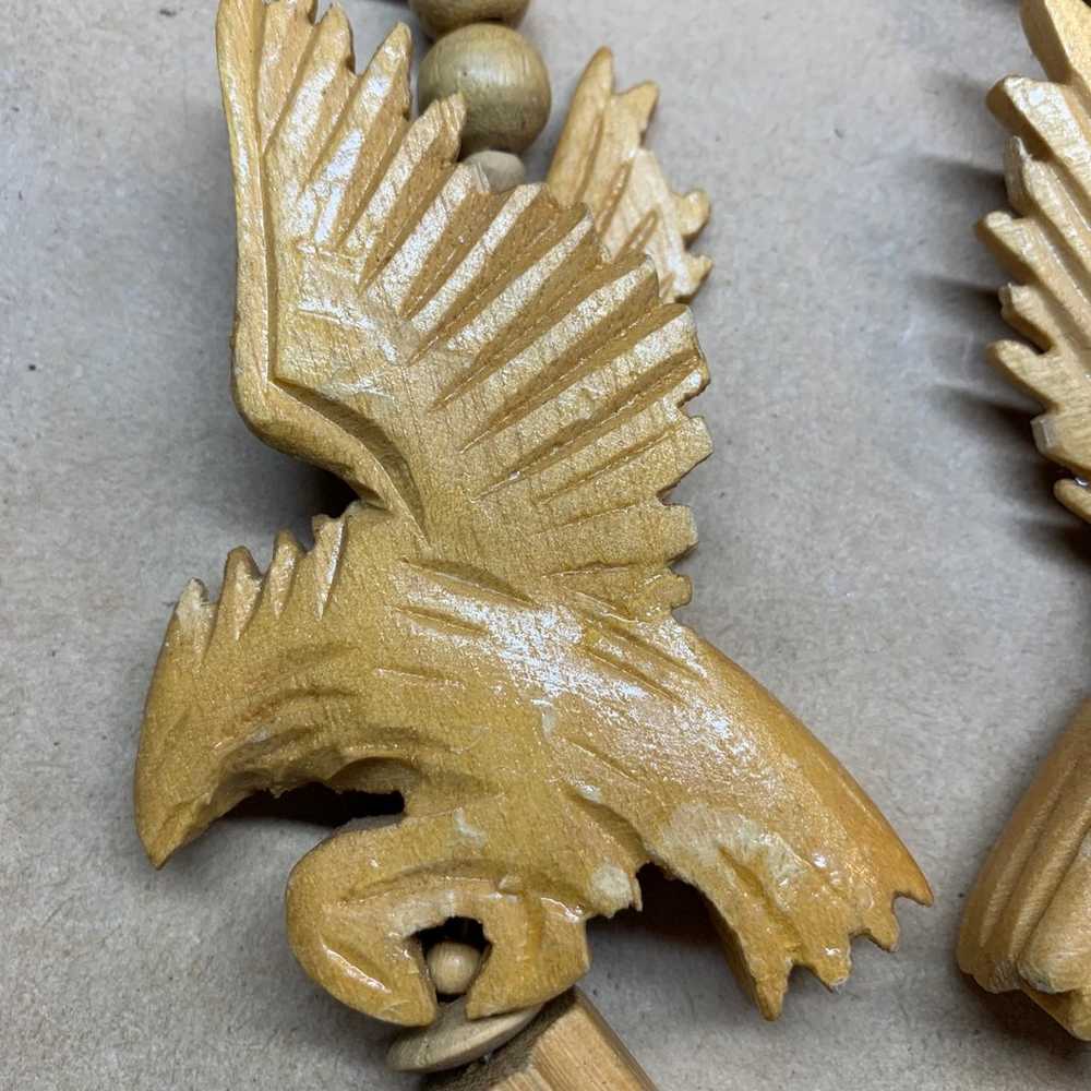 Free bird carved wooden eagle vintage necklace - image 7