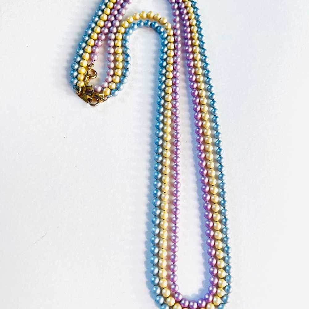 Vintage Set of Purple, Yellow, & Blue Ball Chain … - image 1