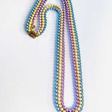 Vintage Set of Purple, Yellow, & Blue Ball Chain … - image 1