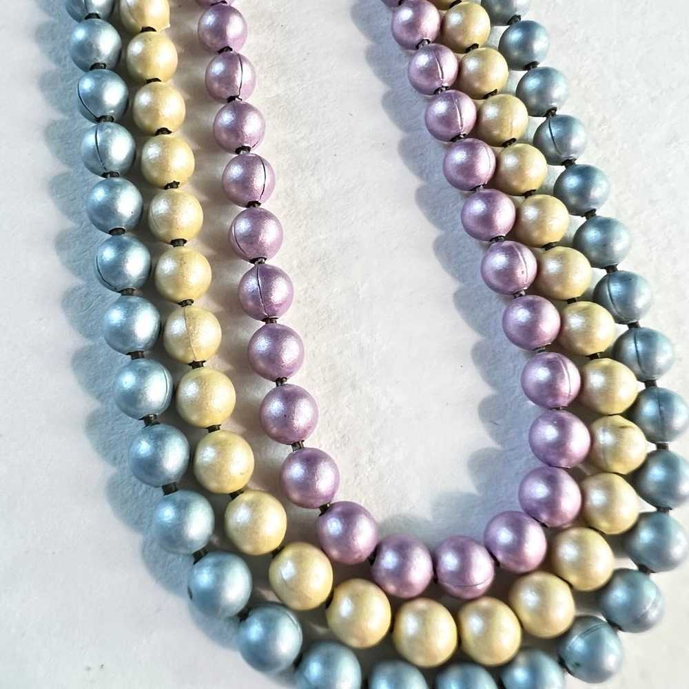 Vintage Set of Purple, Yellow, & Blue Ball Chain … - image 2