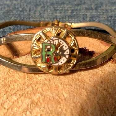 Vintage Odd Fellows Hinged Bangle Bracelet - image 1