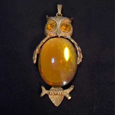 Signed Vintage Owl Pendant - image 1