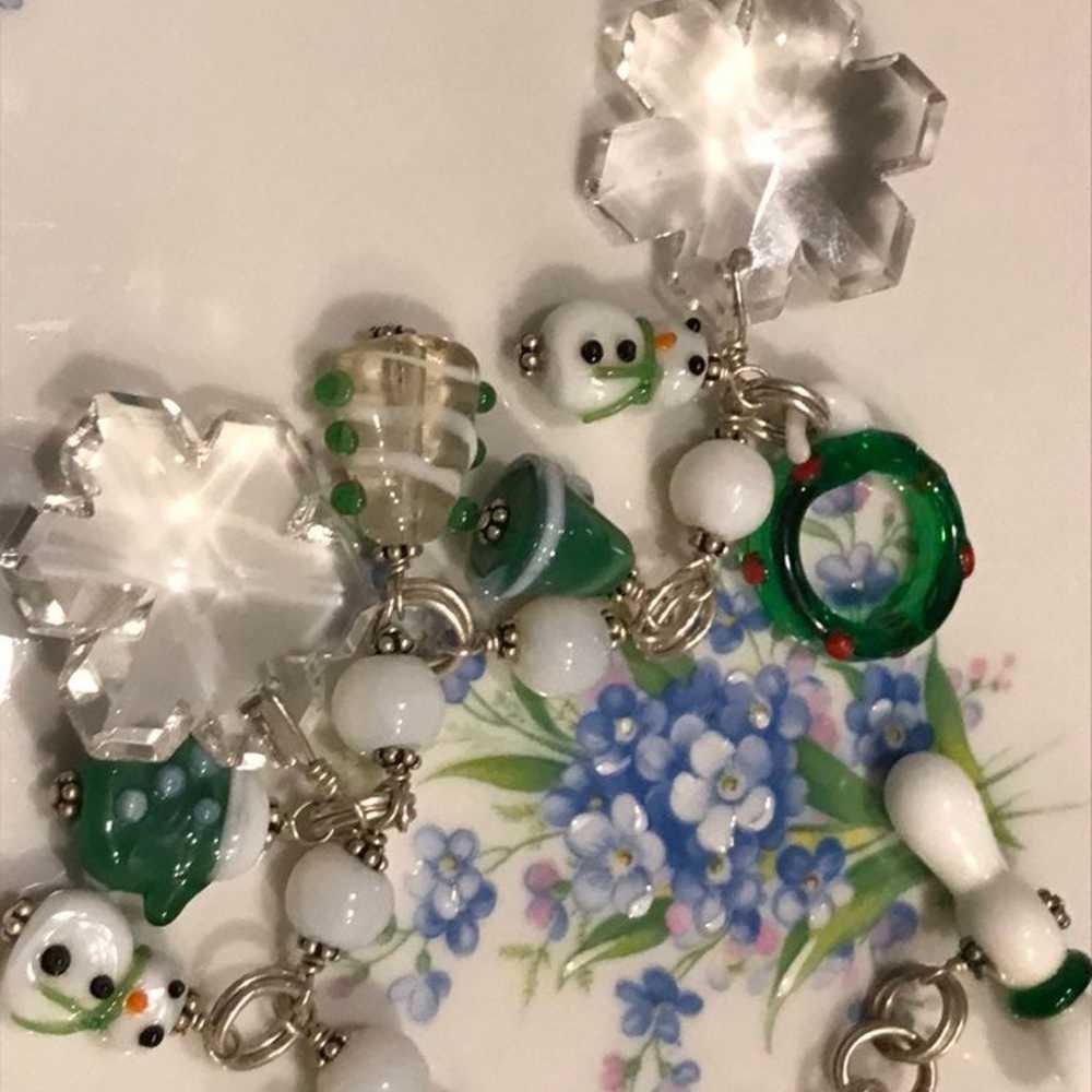 Vintage Christmas lampwork crystal snowflake snow… - image 5