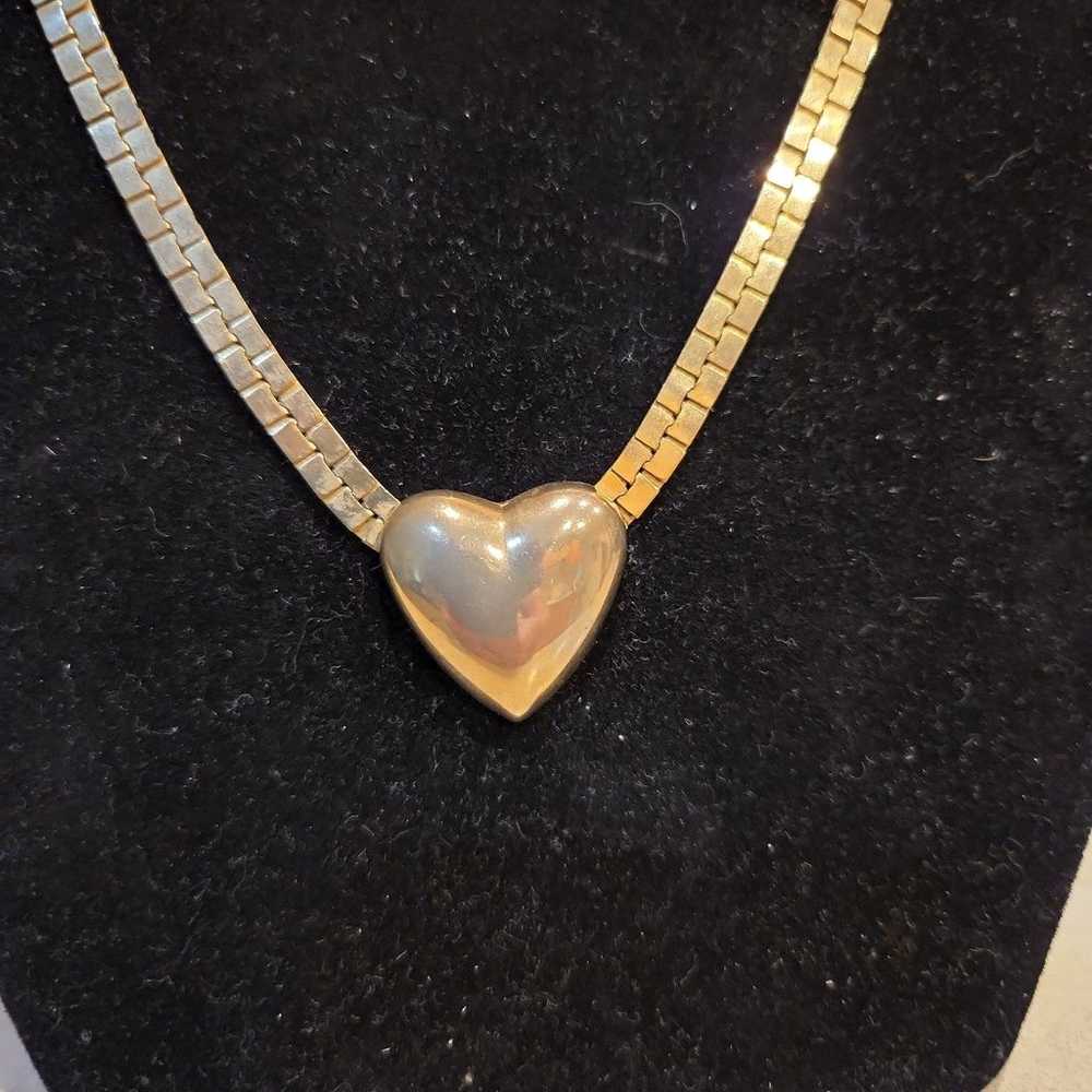 Vintage golden Chain Heart Pendant Necklace. 16" … - image 2