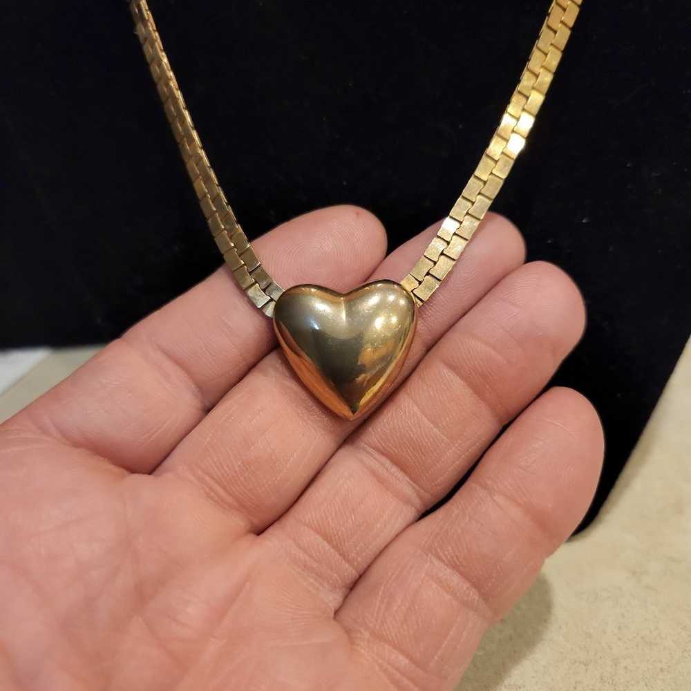 Vintage golden Chain Heart Pendant Necklace. 16" … - image 8