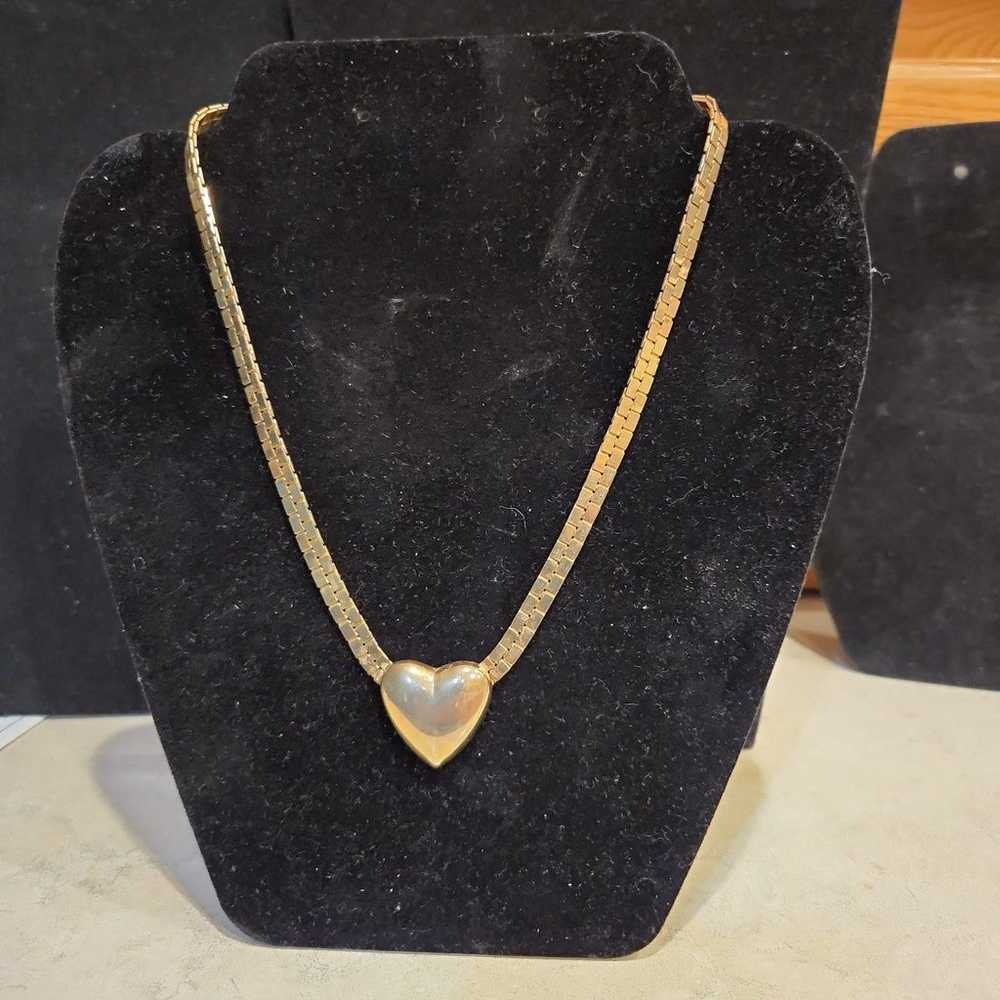 Vintage golden Chain Heart Pendant Necklace. 16" … - image 9