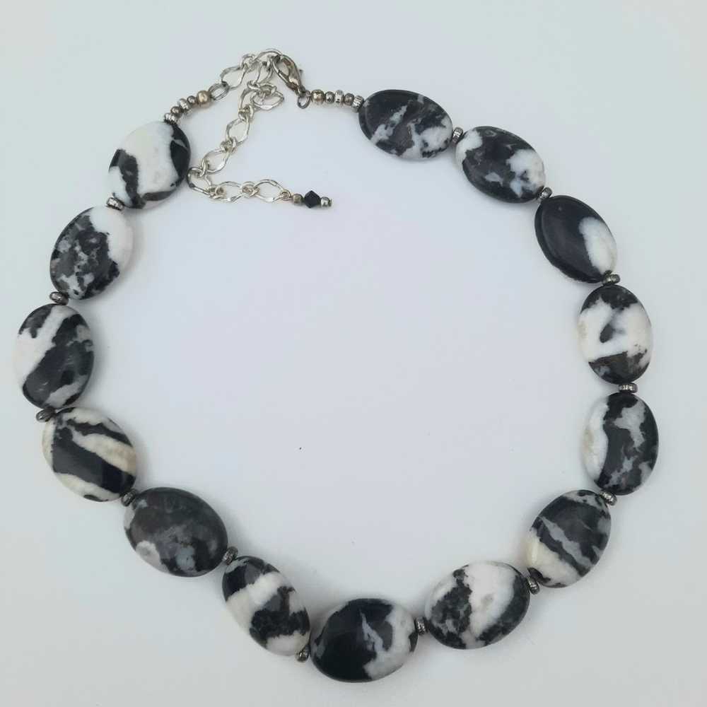 Gorgeous Vintage Zebra Jasper necklace with silve… - image 1