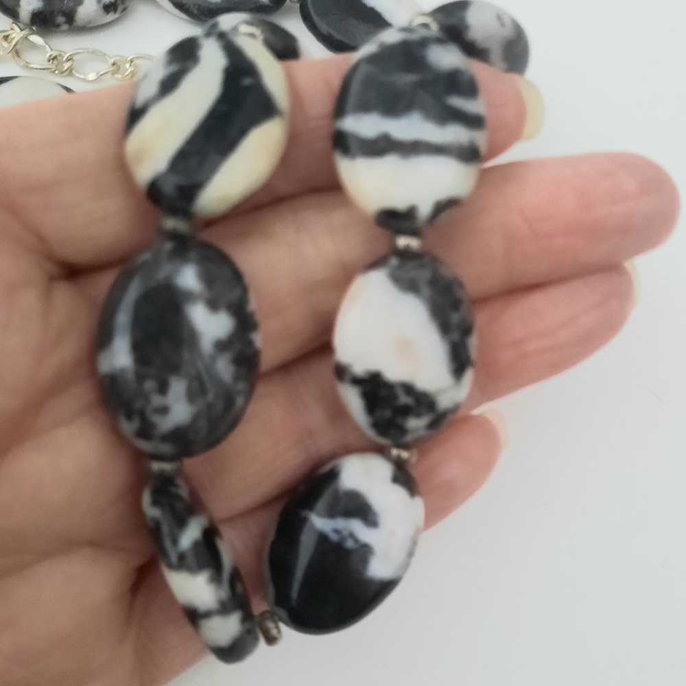 Gorgeous Vintage Zebra Jasper necklace with silve… - image 2