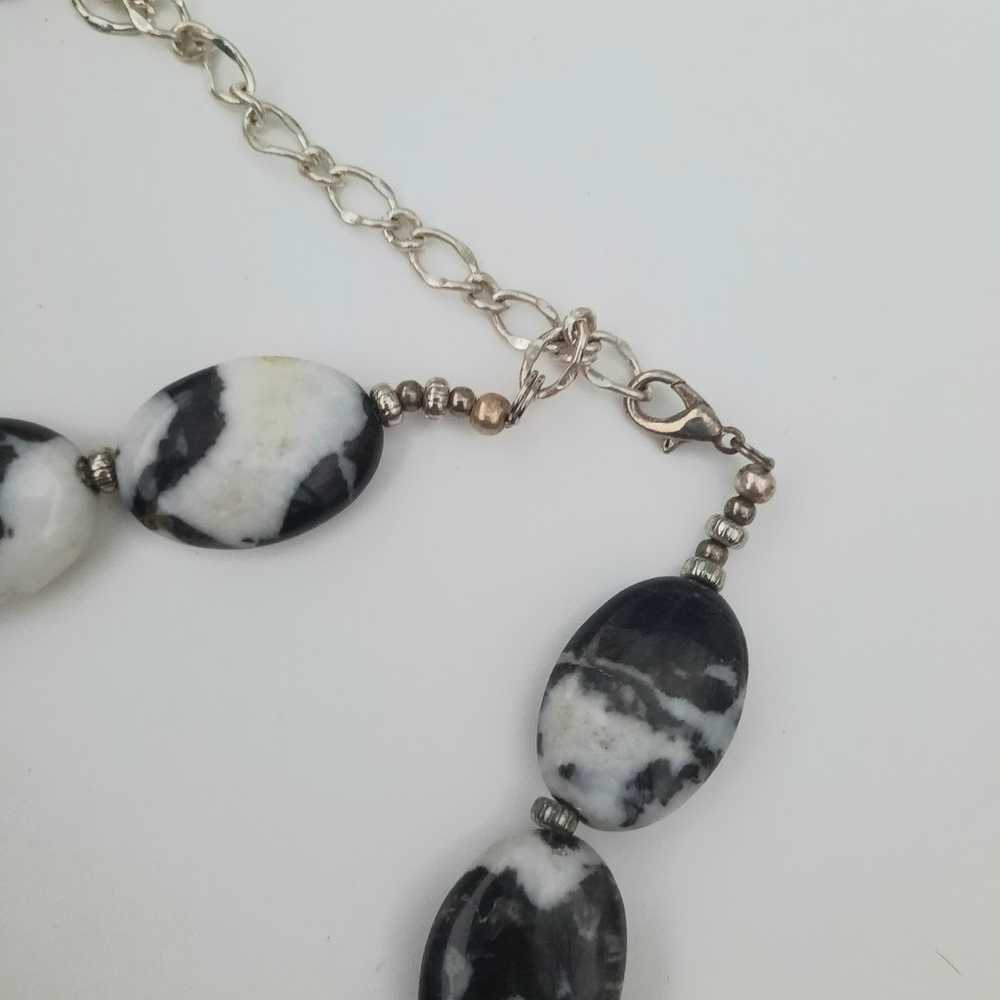 Gorgeous Vintage Zebra Jasper necklace with silve… - image 4