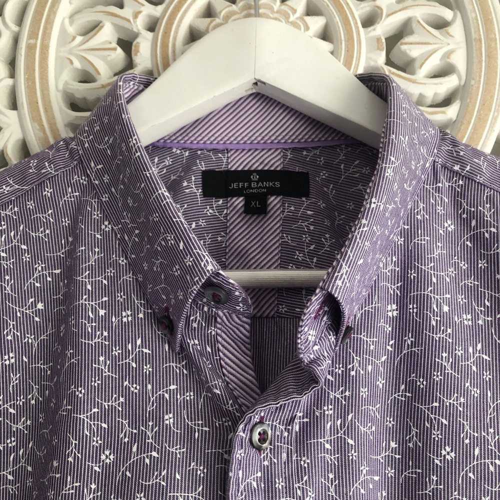 Jeff Banks Men’s Jeff Banks London Shirt XL Lilac… - image 12