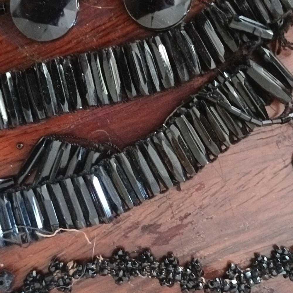 Vintage jet black beads and buttons lot - image 6