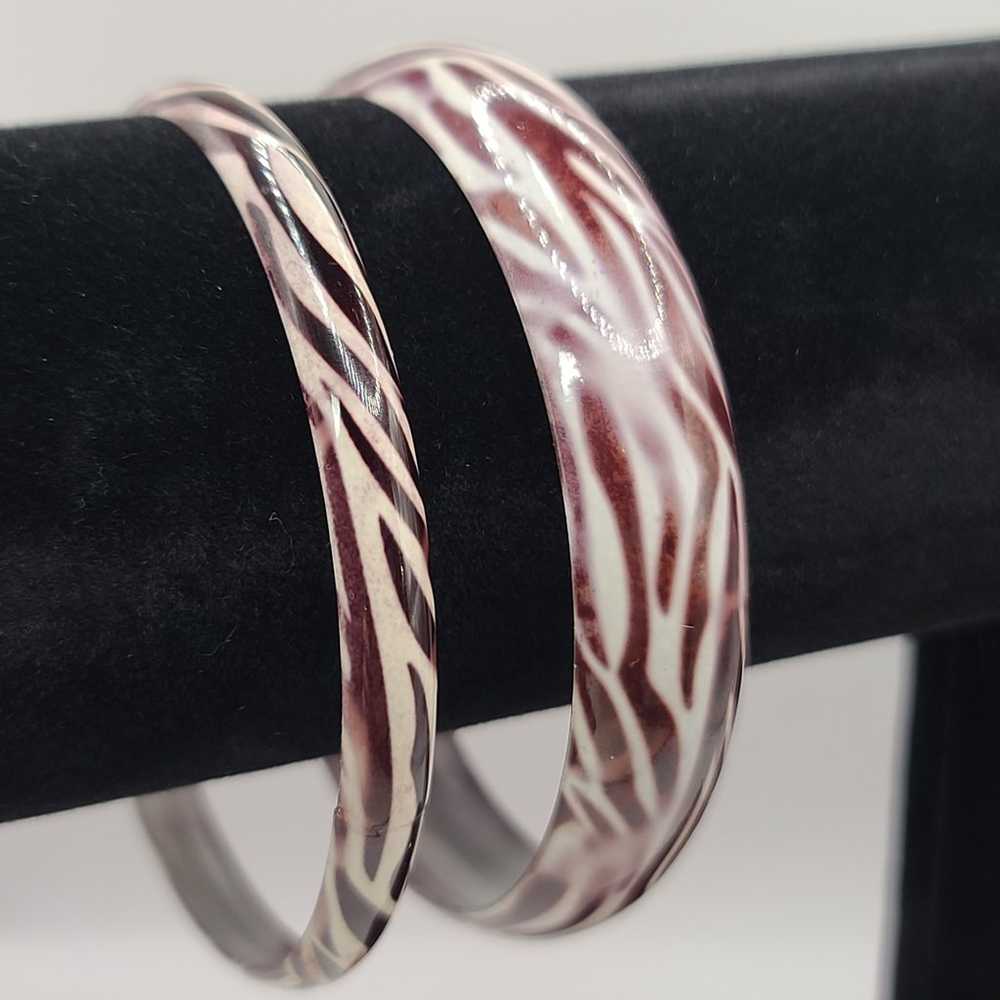 Animal Print Metal Bangle Bracelets Set of 2 Vint… - image 2