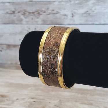 Vintage Bracelet / Cuff - Stunning Engraved Leath… - image 1