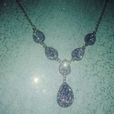 VINTAGE PURPLE CZ BIB NECKLACE - image 1