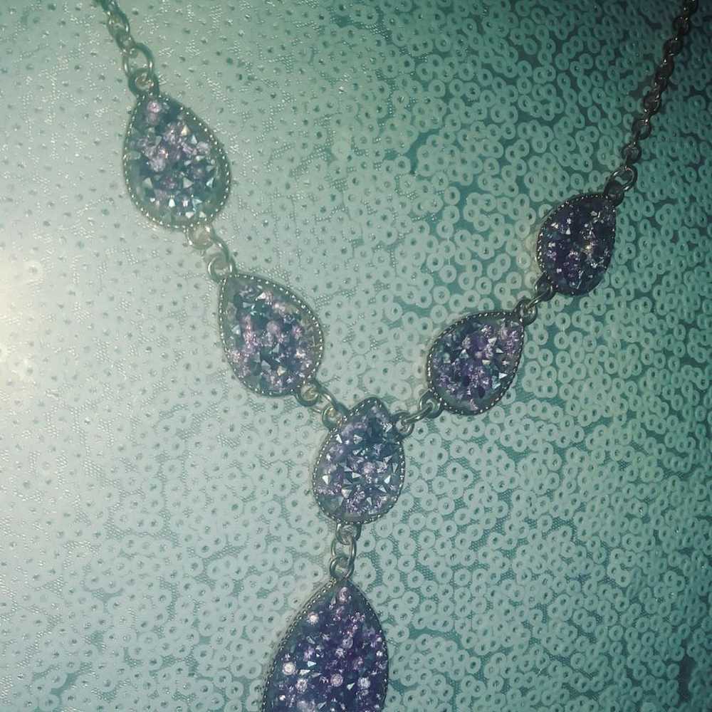 VINTAGE PURPLE CZ BIB NECKLACE - image 2