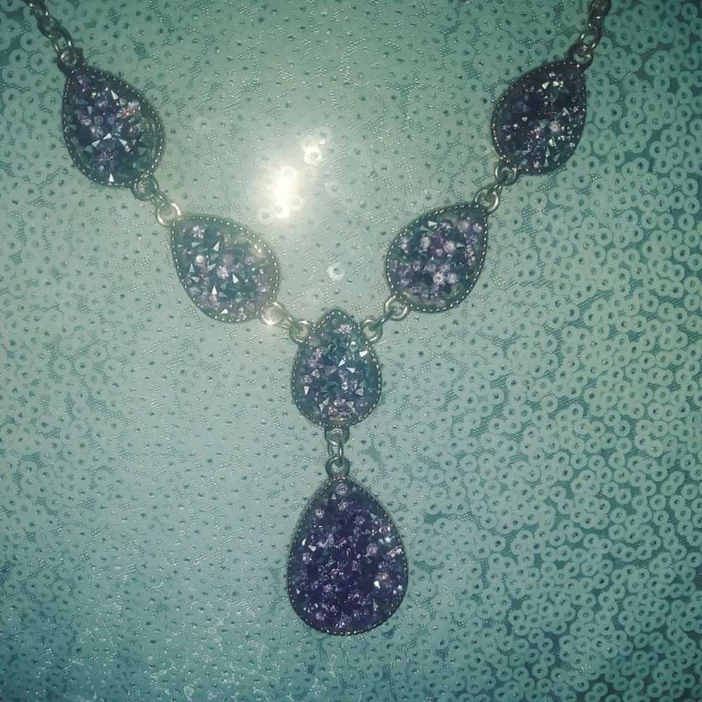 VINTAGE PURPLE CZ BIB NECKLACE - image 3