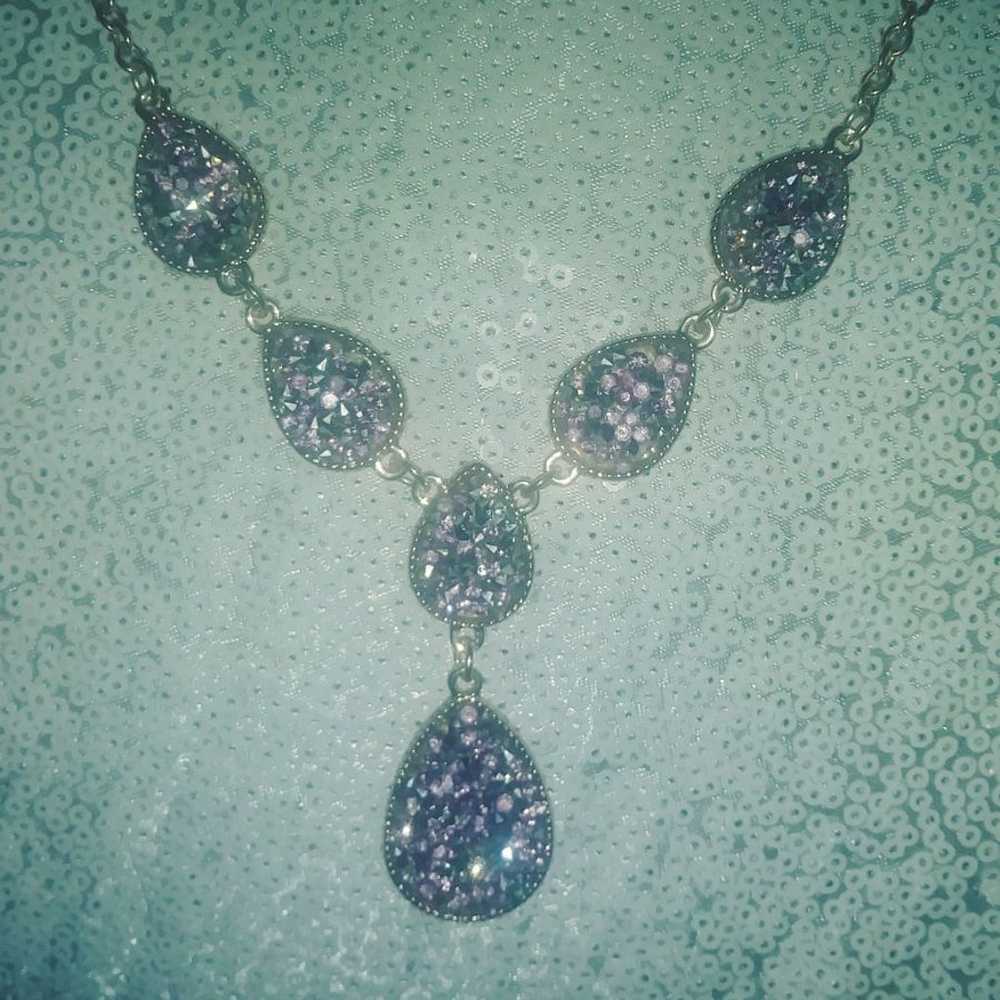 VINTAGE PURPLE CZ BIB NECKLACE - image 4