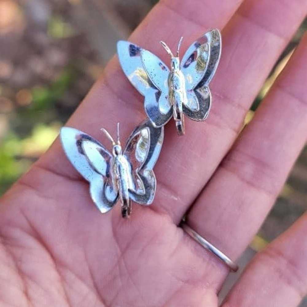 Vintage MONET 925 sterling silver 3D butterfly ea… - image 8