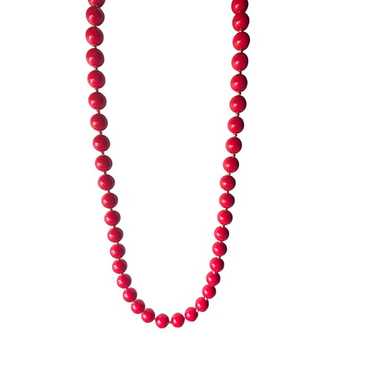 Red Bead Necklace Vintage 20 inches Retro Red Pop… - image 1