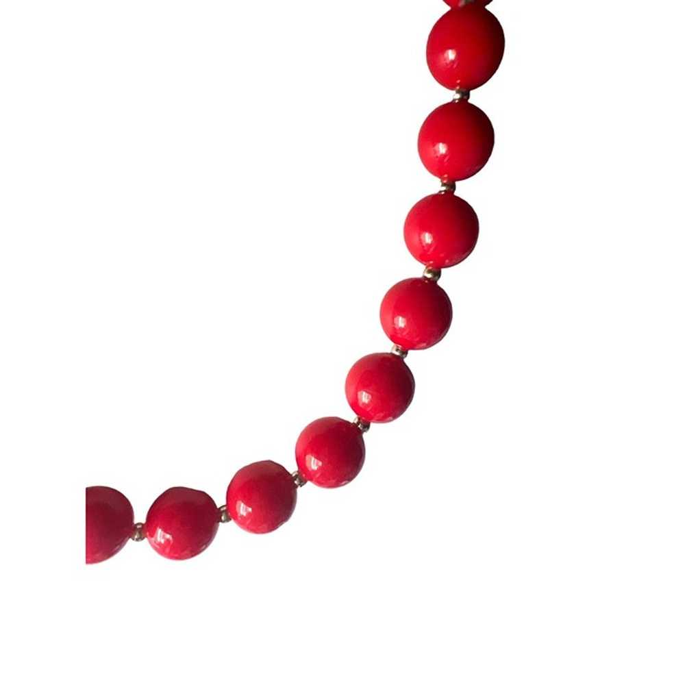 Red Bead Necklace Vintage 20 inches Retro Red Pop… - image 2