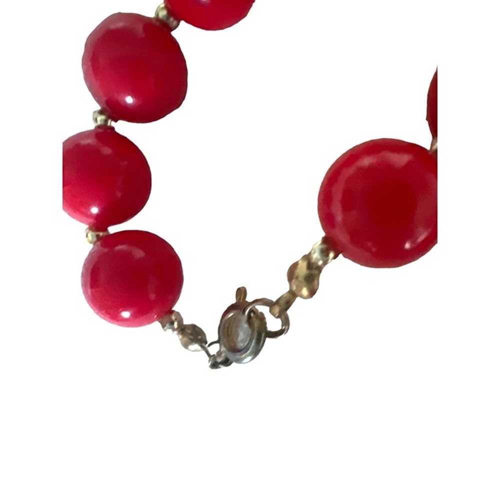 Red Bead Necklace Vintage 20 inches Retro Red Pop… - image 4