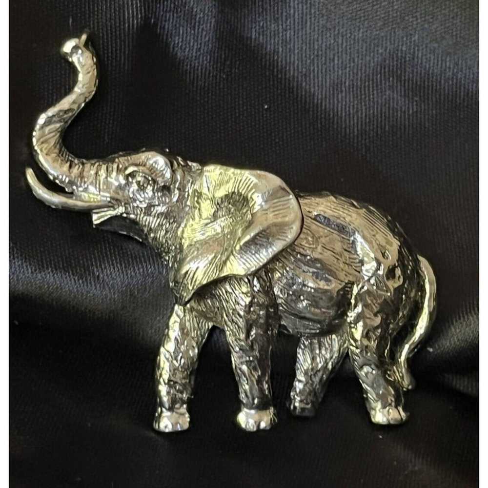 Vintage Elephant Brooch Pin By Art Silver Tone Go… - image 1