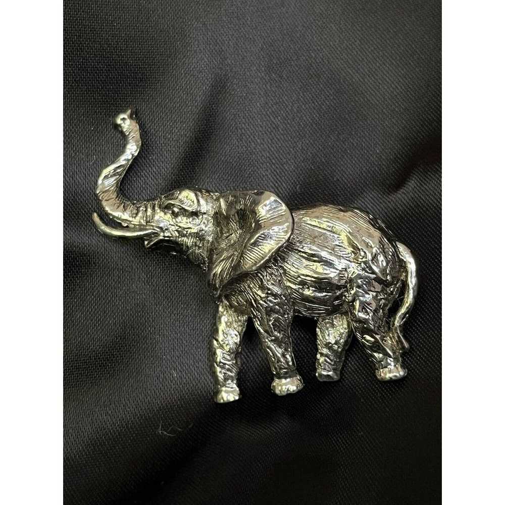 Vintage Elephant Brooch Pin By Art Silver Tone Go… - image 3