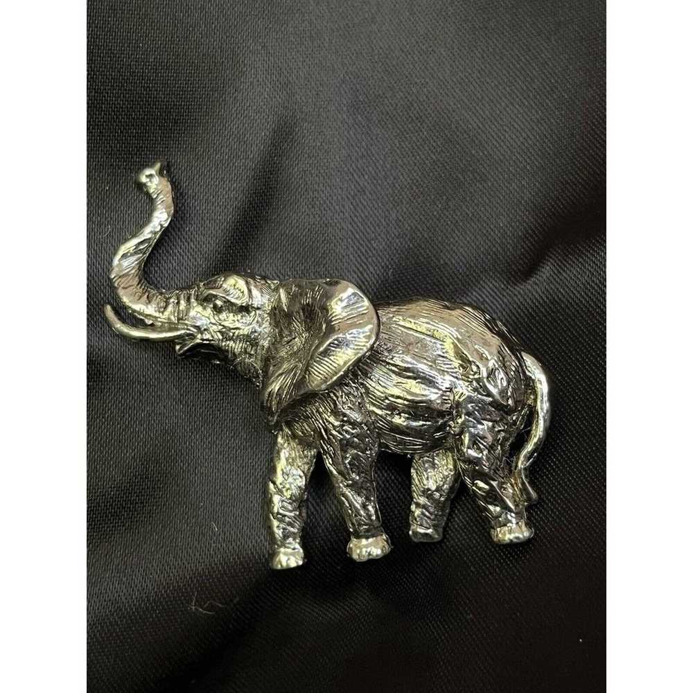 Vintage Elephant Brooch Pin By Art Silver Tone Go… - image 5