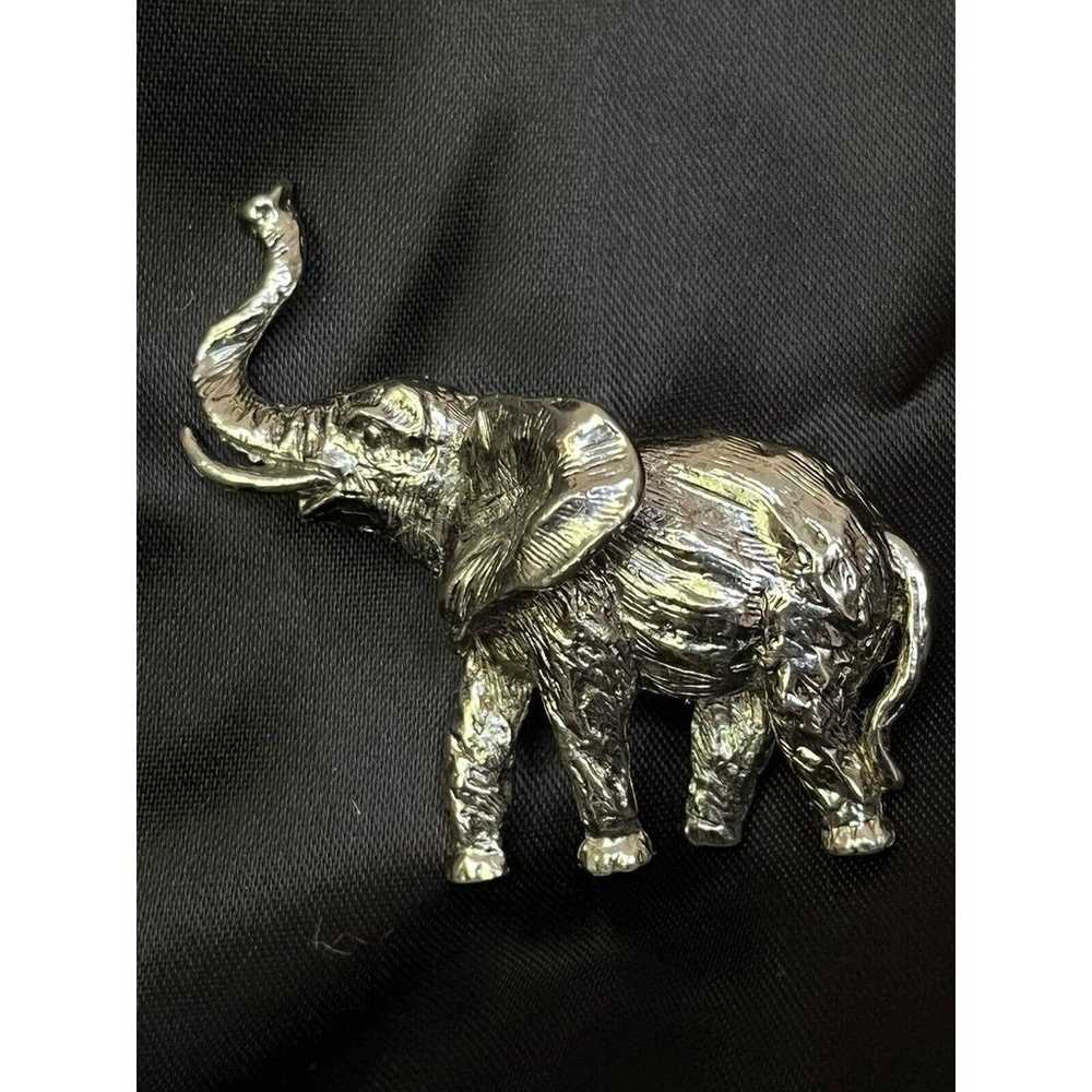 Vintage Elephant Brooch Pin By Art Silver Tone Go… - image 6