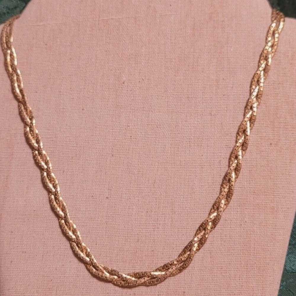 Vintage 29.5" Napier 3 Strand braided Gold tone C… - image 1