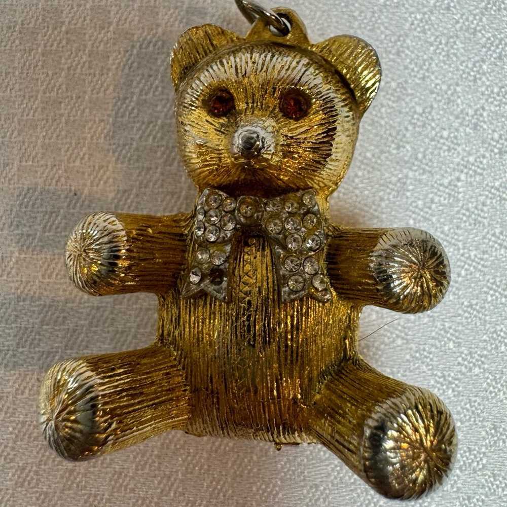 Vintage Teddy Bear Perfume Holder Pendant bear wi… - image 2