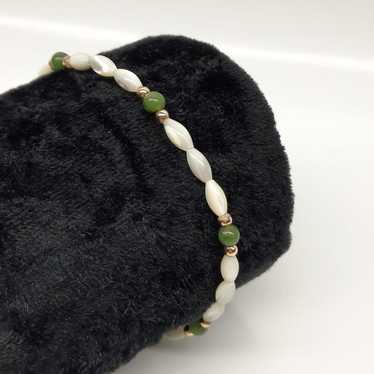 Jade mother of pearl vintage bracelet - image 1